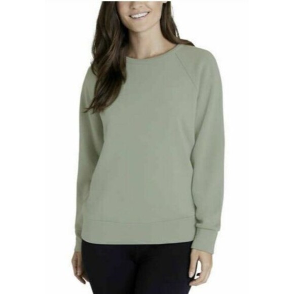 Women's Eddie Bauer Comfort Crewneck Sweatshirt Olive MEDIUM 8/10 - Picture 1 of 2